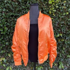 Orange bomber jacket